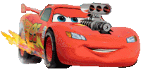 lightning mcqueen from the movie cars with a turbocharger