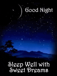 good night sleep well with sweet dreams with a full moon in the sky