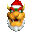 bowser is wearing a santa hat and beard .