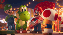 a group of cartoon characters including mario and yoshi