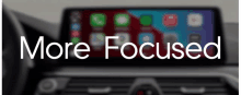 a blurred image of a car dashboard with the words more focused written on it