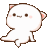 a pixel art of a white cat sitting on a white surface .