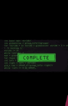 a computer screen shows a green complete button