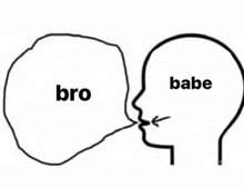 a drawing of a person 's head with a speech bubble that says bro babe .