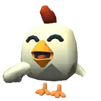 a cartoon chicken with its eyes closed and a red crest