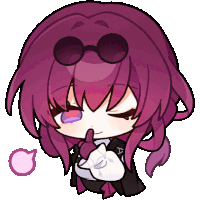 a drawing of a girl with purple hair and sunglasses