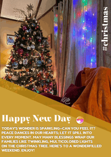 a picture of a christmas tree with the words happy new day
