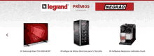 a samsung tv a wine cooler and a coffee maker are displayed on a legrand website