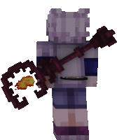 a minecraft character is holding a sword with a fire coming out of it