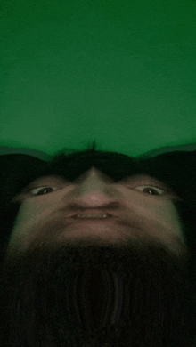 a blurry picture of a person 's face against a green background