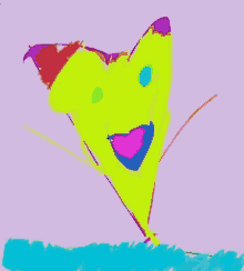 a child 's drawing of a kite with a smiling face on it