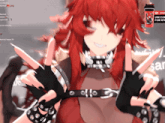 a screenshot of a video game shows a girl wearing a choker and gloves
