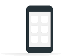 an illustration of a cell phone with a black circle in the middle of the screen