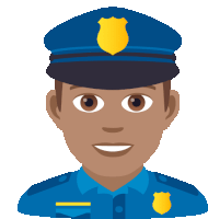 a cartoon illustration of a police officer wearing a blue uniform and hat