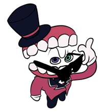 a cartoon character with a top hat and sunglasses