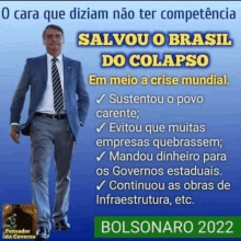 a man in a suit and tie is standing with his hands in his pockets and a headline that says bolsonaro 2022