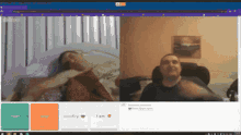 a computer screen shows a man and a woman having a video call