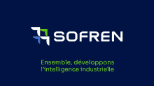 a logo for sofren is on a blue background