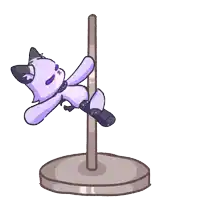 a cartoon drawing of a purple stuffed animal hanging from a pole