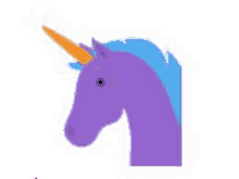 a purple unicorn with a blue mane and horn .