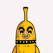 a cartoon drawing of a banana with braces