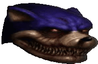 a close up of a sonic the hedgehog 's head with a very large mouth