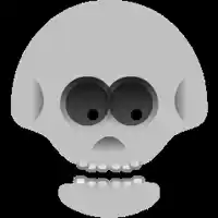 a cartoon skull with a sad face and braces