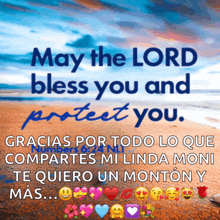 may the lord bless you and protect you with a beach background