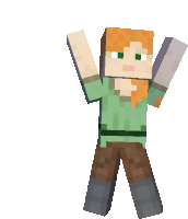 a minecraft character with a green shirt and brown shorts