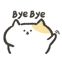 a drawing of a cat with the words bye bye written above it