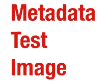 a white background with the words metadata test image in red