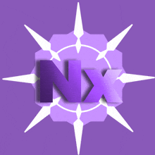 a purple logo with the letter nx in the middle