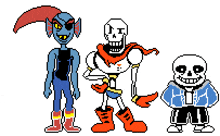 a pixel art drawing of undertale characters undertale papyrus and undertale sans