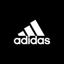 a white adidas logo on a black background