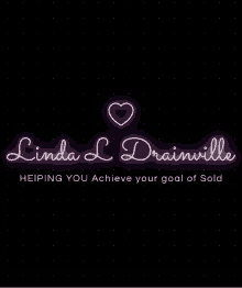 a neon sign that says linda l drainville helping you achieve your goal of sold .