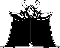 a pixel art drawing of a king with horns and a crown on his head .