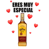 a bottle of jose cuervo tequila with hearts around it