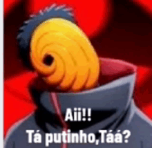 a cartoon character with a mask on his face and the words `` aii ! ta putinho , taaa ? ''