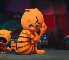 a cartoon tiger is sitting next to another tiger