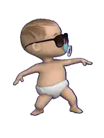 a baby wearing sunglasses and a pacifier is dancing