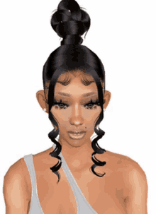 a computer generated image of a woman with a bun in her hair