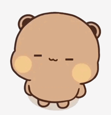 a cartoon drawing of a brown teddy bear with a smiley face on a white background .