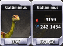 a picture of a gallimimus and a picture of a gallimimus in a video game