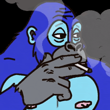 a cartoon of a gorilla smoking a cigarette with smoke coming out of his mouth