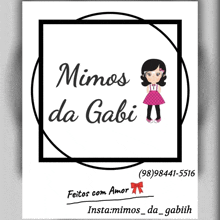 a logo for mimos da gabi with a little girl in a pink dress