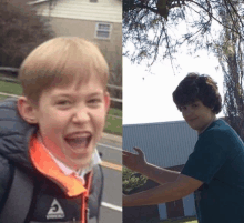 a boy wearing a jacket that says a on it