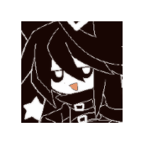 a black and white pixel art of a girl with long hair