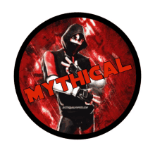 a picture of a man with a hood and the word mythical on it