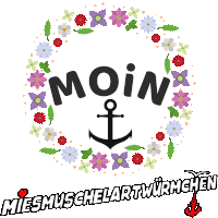 the word moin is in a circle with flowers