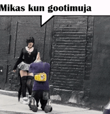 a picture of a woman and a child with the caption mikas kun gootimuja